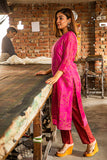 SootiSyahi Bahar Pink Block Print Chanderi Silk Kurti For Women Online