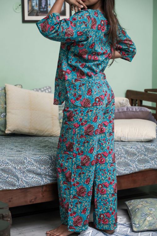 Sootisyahi 'Forest Fantasy' Block Printed Cotton Nightsuit