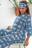 Sootisyahi 'Floral Blue' Handblock Printed Cotton Nightsuit
