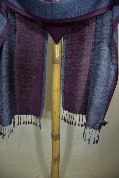 Hand Woven Naturally Dyed Pure Silk Stole - Purple