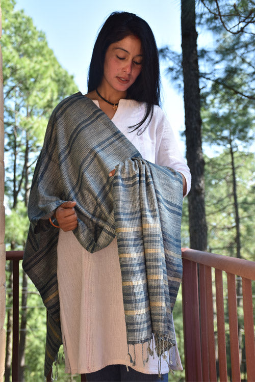 Pure Silk Stole | Indigo