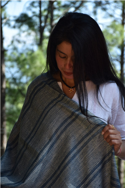 Avani Kumaon Pure Silk Stole | Indigo