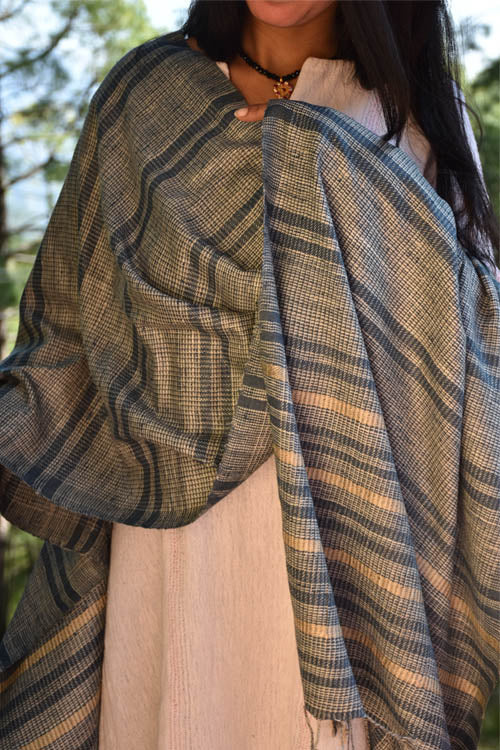 Avani Kumaon Pure Silk Stole | Indigo