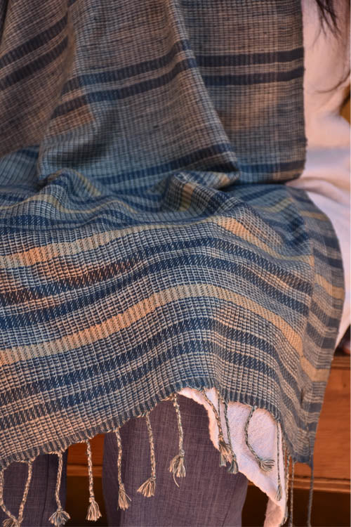 Avani Kumaon Pure Silk Stole | Indigo