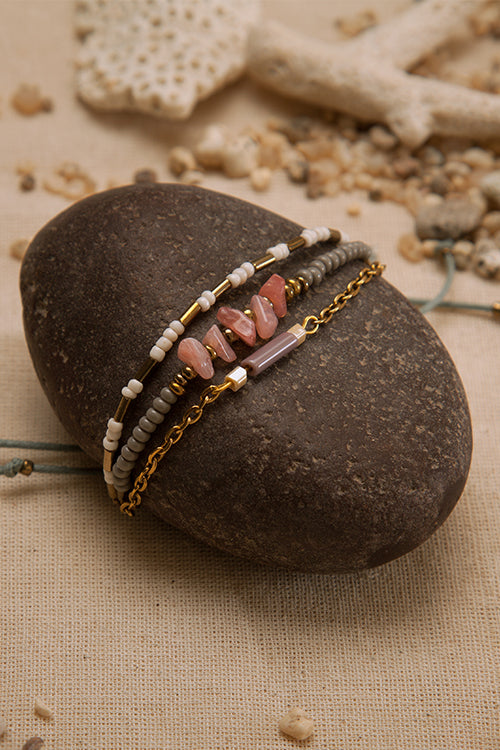 Mens Pink and Black Gemstone Bracelet |by StoneRiverJewelry – Blue Stone  River