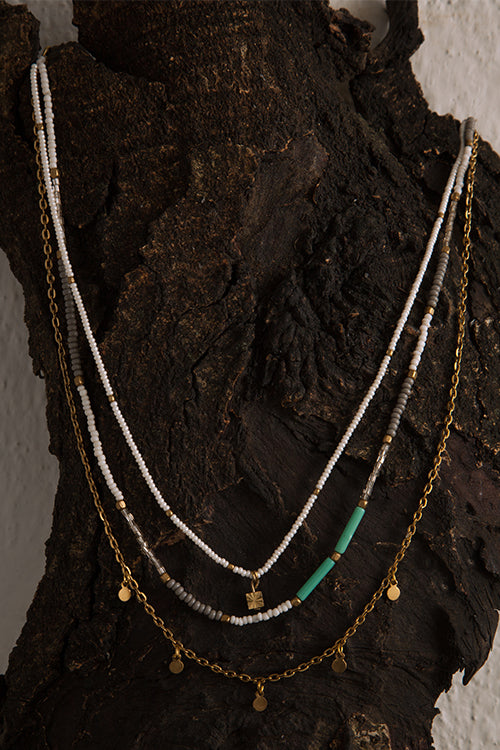 Rubans Antique Gold Plated Layered Minimal Boho Necklace