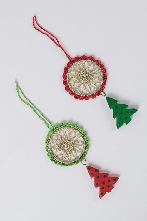 Samoolam Handmade Red & Green Dreamcatcher Tree Christmas Tree Decorations Item Online
