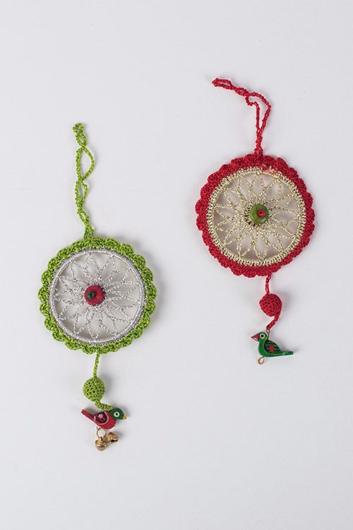 Samoolam Handmade Red & Green Dreamcatcher Christmas Tree Decorations Item Online