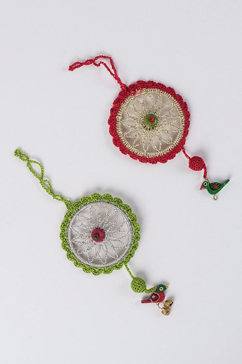 Samoolam Handmade Red & Green Dreamcatcher Christmas Tree Decorations Item Online