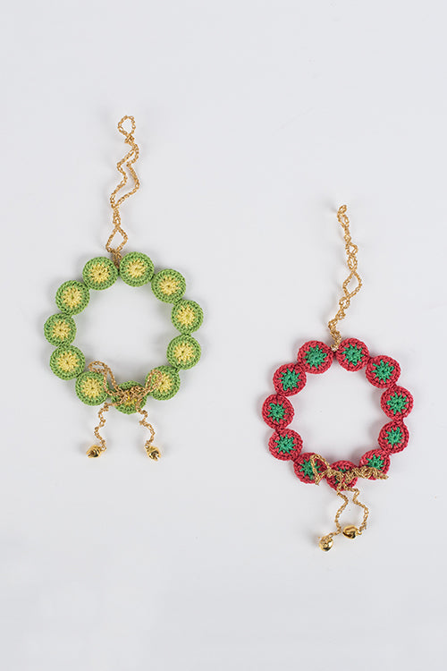 Samoolam Handmade Green & Red Wreath Christmas Tree Decorations Item Online