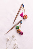Samoolam Handmade Crochet Hairstick ~ Tassel Flowers Multicolour - Pair