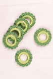 Samoolam Handmade Crochet Napkin Holders ~ Green ? Set of 6