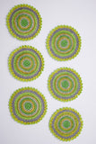 Samoolam Handmade Crochet Table Coasters ~ Lime Green - Set of 6