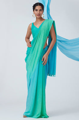 Okhai 'Ocean Blue' Modal Silk Saree