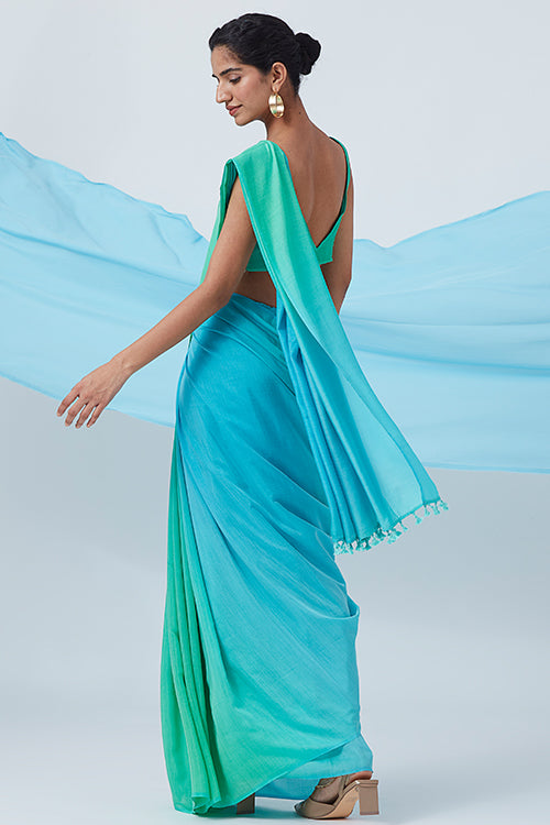 Okhai 'Ocean Blue' Modal Silk Saree