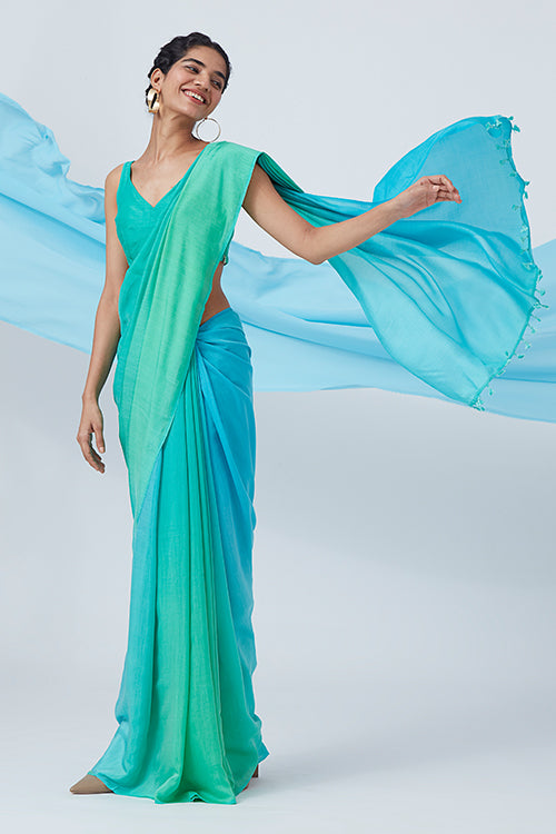 Okhai 'Ocean Blue' Modal Silk Saree