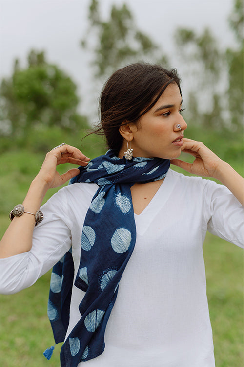 Okhai 'Universe' Pure Cotton Hand Embroidered Tie-Dye Scarf