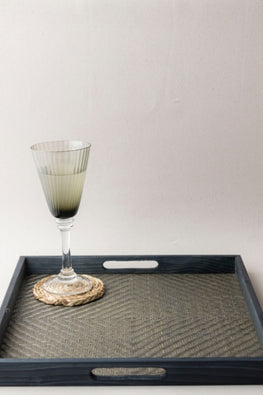 Handmade Bamboo Square Tray - Large (Black)
