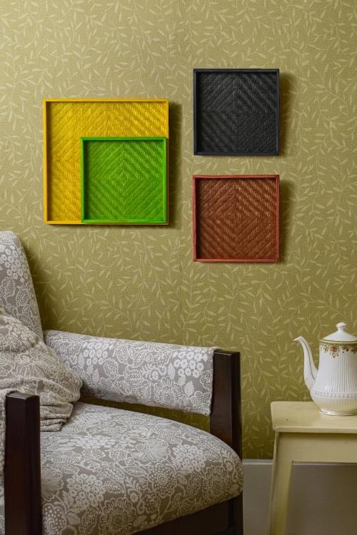 Kadam Haat Bamboo Multi-Colored Wall Art Set of 4