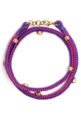 Miharu Purple and Pink Thread Adjustable Bracelet TBr10
