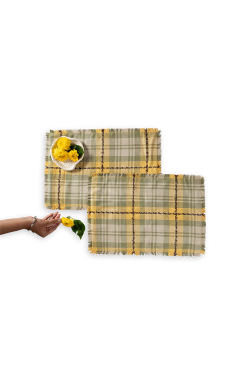 Onset Homes Checkered Table Mats-Sap green