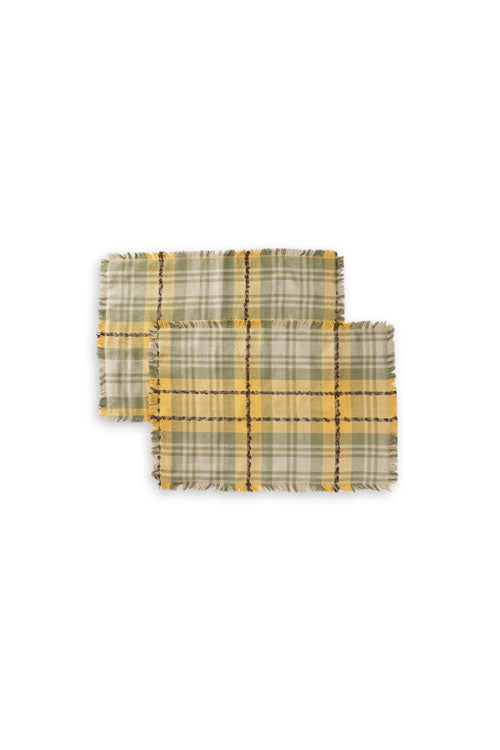 Onset Homes Checkered Table Mats-Sap green