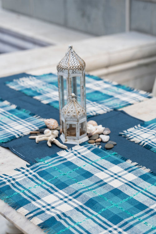 Onset Homes Checkered Table Mats-Denim
