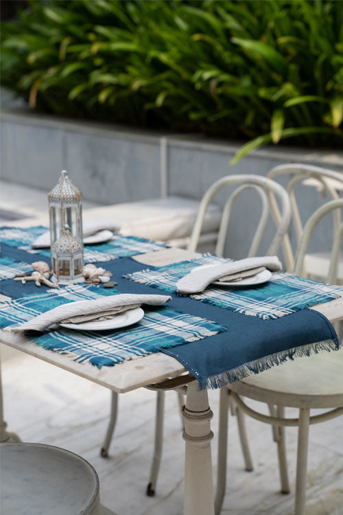 Onset Homes Checkered Table Mats-Denim