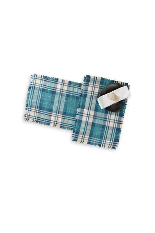 Onset Homes Checkered Table Mats-Denim