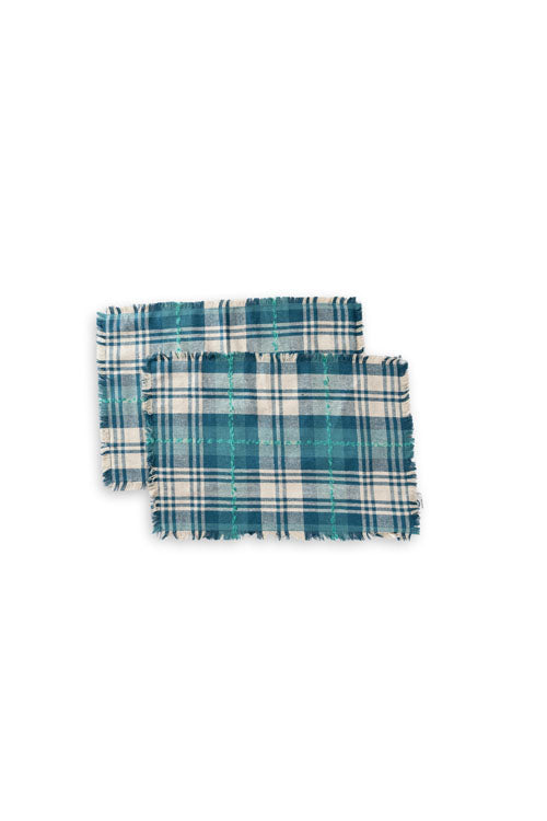 Onset Homes Checkered Table Mats-Denim