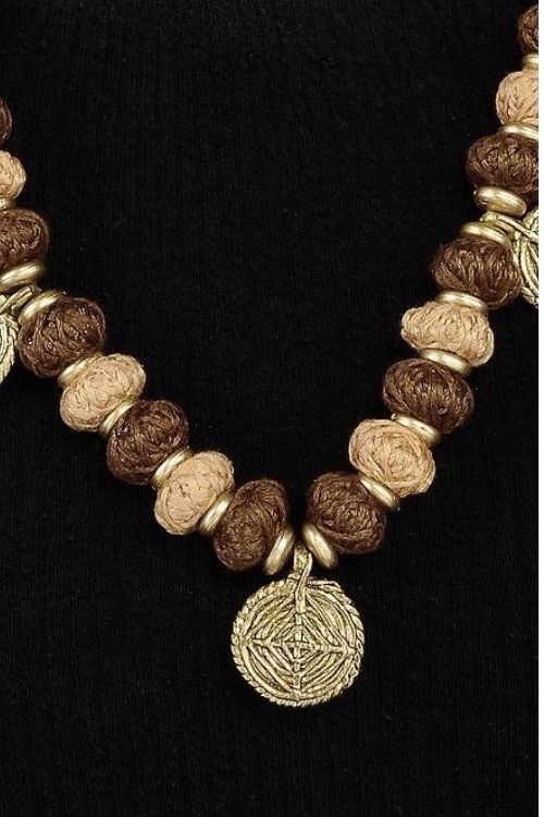Miharu Brown Beige Gold Tone Necklace