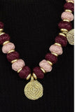Miharu Pink Burgundy Gold Tone Necklace