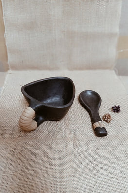 Terracotta by Sachii "Longpi Black Pottery Soup Bowl With Spoon"