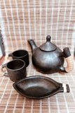 Terracotta by Sachii "Longpi Black Pottery Small Tea and Snack Set"