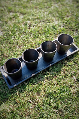 Terracotta by Sachii "Longpi Black Pottery Tumblers & Tray Set"