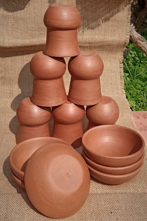 Terracotta by Sachii "Clay Bowls & Tumblers Set of 6"