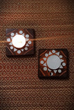 "Kutch Pottery Mirror Work Tealight Holder Square Small Set of 2"