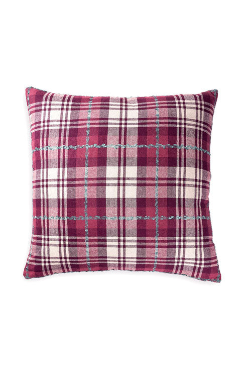 Onset Homes Tartan Cushion Cover-  Magenta