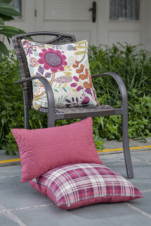 Onset Homes Tartan Cushion Cover-  Magenta