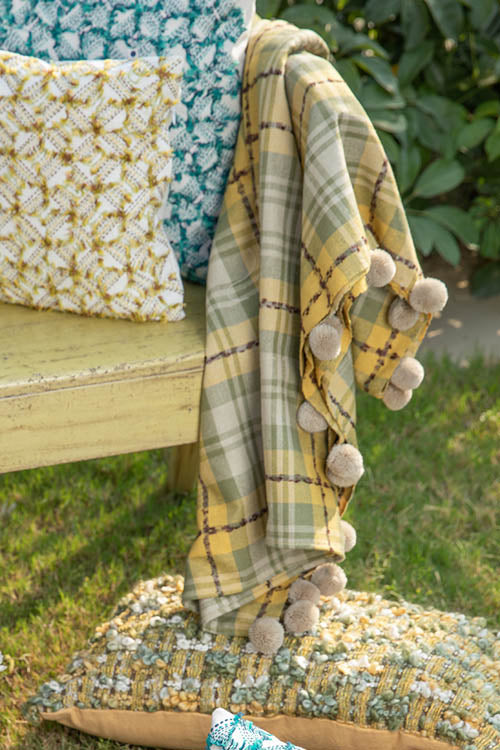 Onset Homes Tartan Throw -Sap Green