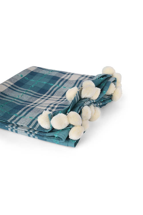 Onset Homes Tartan Throw-Denim