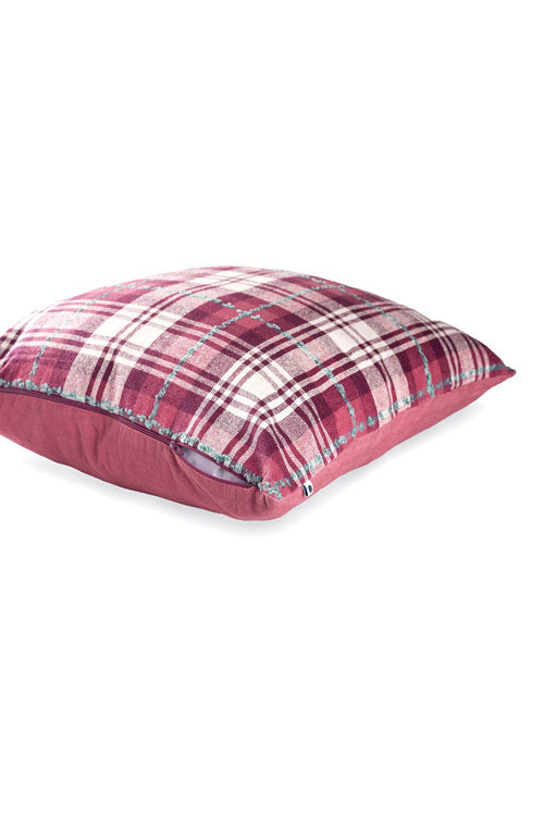 Onset Homes Tartan Cushion Cover-  Magenta