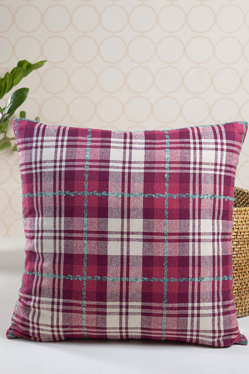 Onset Homes Tartan Cushion Cover-  Magenta