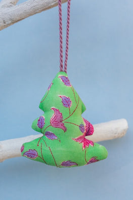 Okhai 'Grinch' Hand Block Printed Christmas Ornament