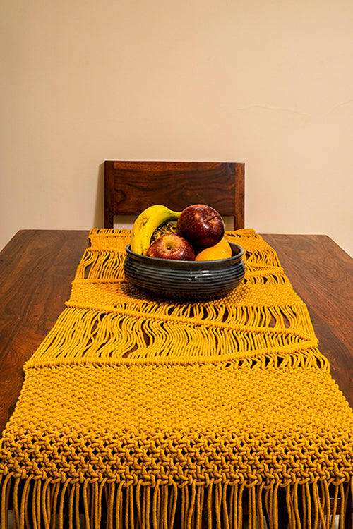 Twist and Twill Hand Knotted Cotton Table Runner Online