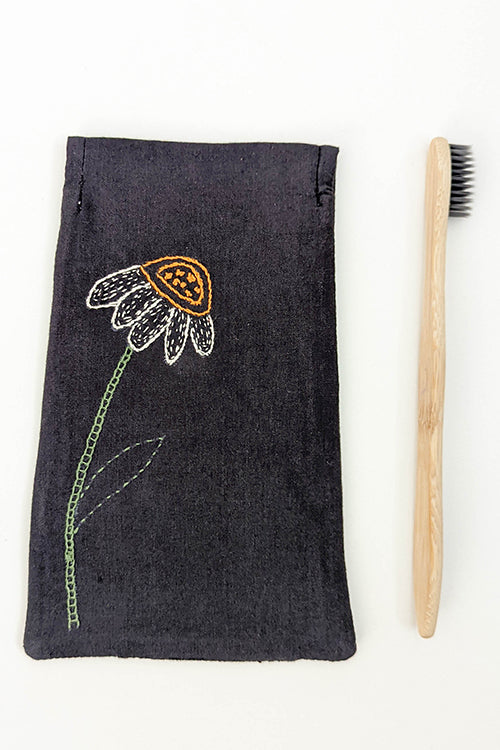 Okhai 'Tulip' Hand Embroidered Pure Cotton Utility Pouch