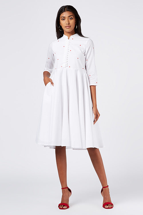 Okhai 'Angel Heart' Embroidered Cotton Cambric Dress