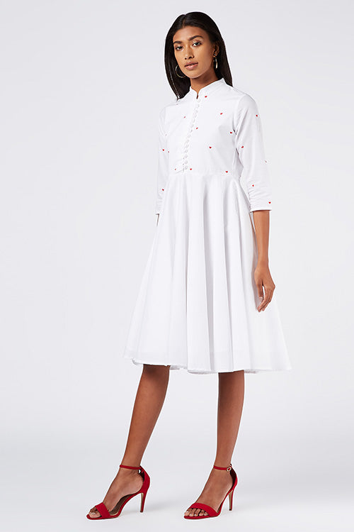 Okhai 'Angel Heart' Embroidered Cotton Cambric Dress