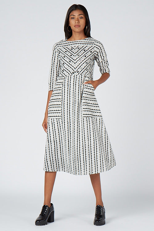 The CEO Hand Embroidered Printed Pure Cotton 3/4 Sleeve Dress 