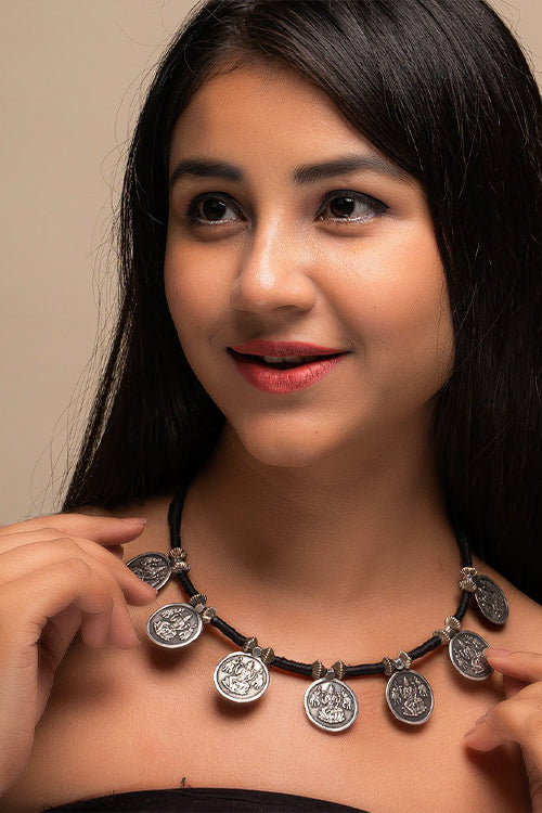 TICH Pure Silver Traditional Maharashtrian Neckpiece - Thushi